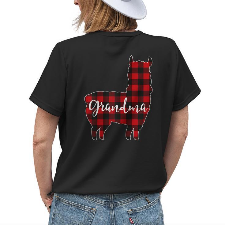 Red Plaid Grandma Llama Matching Pajama Family Buffalo Mimi Women's T-shirt Back Print