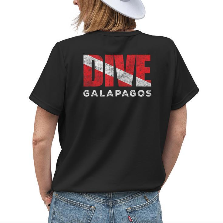 Retro Dive Galapagos Scuba Diver Vintage Dive Flag Diving Women's Crewneck Short Sleeve Back Print T-shirt Gifts for Her