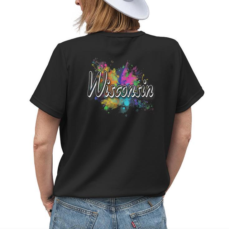 Retro Wisconsin Apparel For Men Women & Kids - Wisconsin Womens Back Print T-shirt Gifts for Her