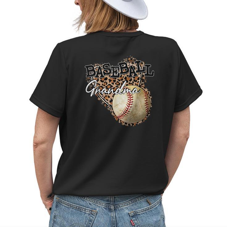 Softball Baseball Grandma Leopard Women's T-shirt Back Print