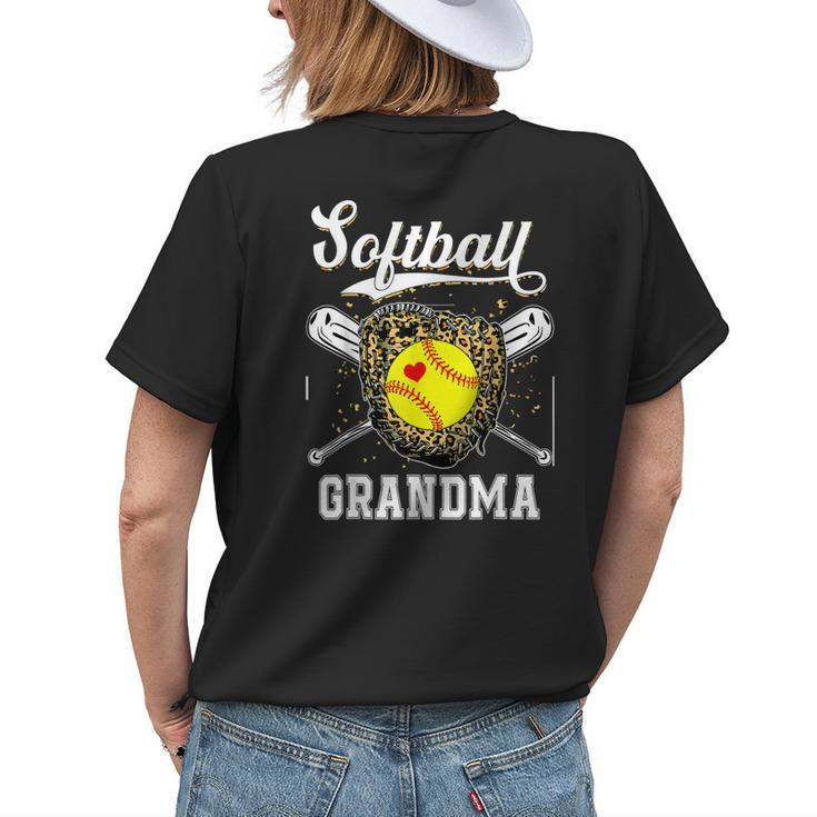 Softball Grandma Leopard Game Day Softball Mother’S Day Women's T-shirt Back Print