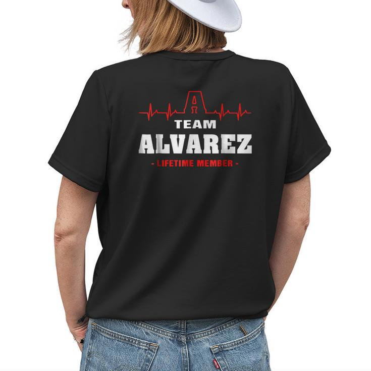 Team Alvarez Lifetime Member Name Surname Last Name Womens Back Print T-shirt Gifts for Her