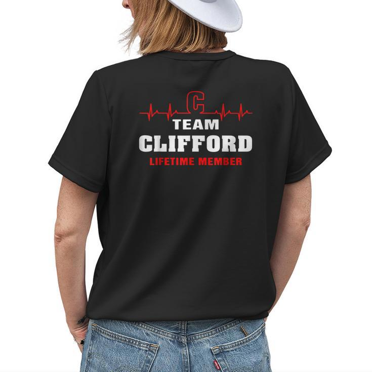 Team Clifford Lifetime Member Surname Clifford Name Womens Back Print T-shirt Gifts for Her