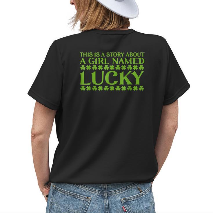 This Is A Story About A Girl Named Lucky Stpatricks Day Womens Back Print T-shirt Gifts for Her
