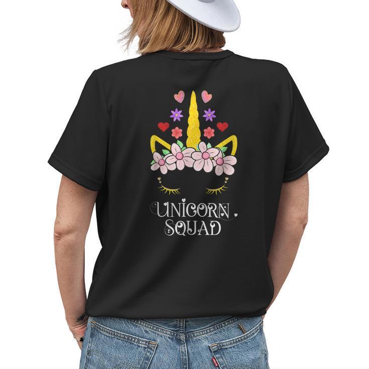 Unicorn Squad Cute Floral Outfit For Mom Grandma Ladies Women's T-shirt Back Print