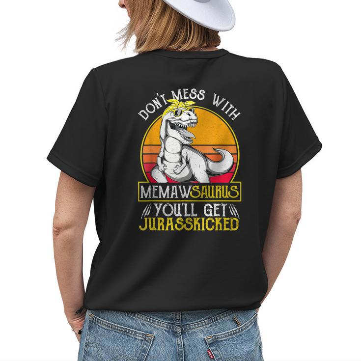 Vintage Jurasskicked Memaw Saurus Dino Grandma Women's T-shirt Back Print