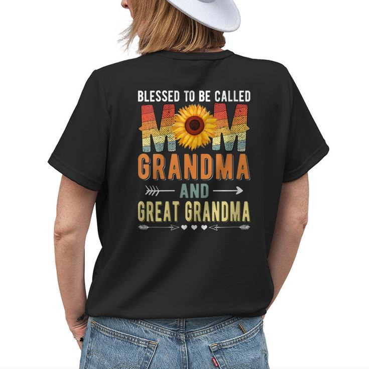 Womens Blessed To Be Called Mom Grandma Great Grandma Mothers Day  Womens Back Print T-shirt