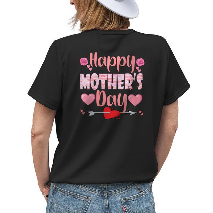 Womens Happy Mothers Day 2023 Cute Floral For Women Mom Grandma  Womens Back Print T-shirt