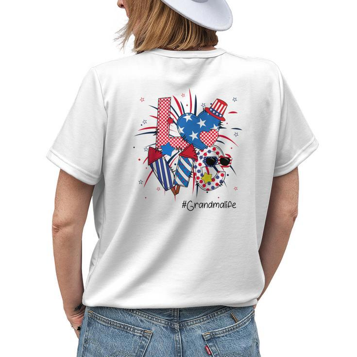 4Th Of July Love Grandma Life American Flag Women's T-shirt Back Print