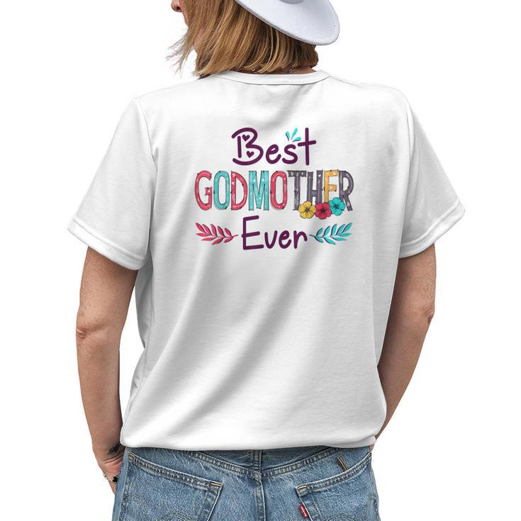 Best Godmother Ever Women Flower Decor Mom Womens Back Print T-shirt Gifts for Her