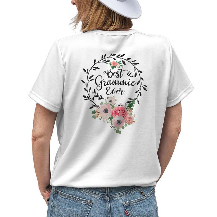 Best Grammie Ever  Women Flower Decor Grandma Womens Back Print T-shirt