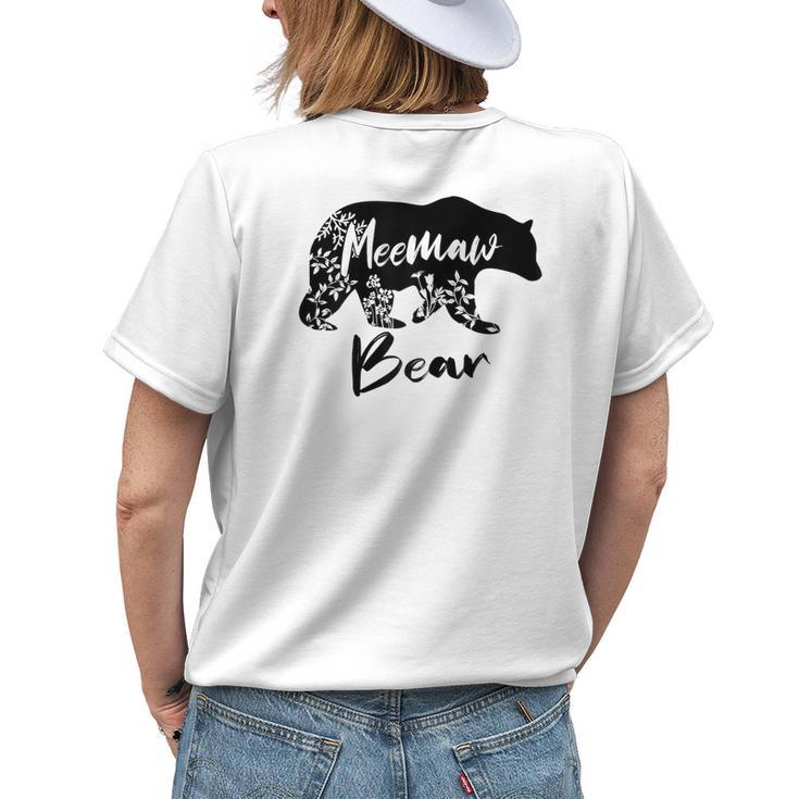 Cute Floral Meemaw Bear For Mom Women's T-shirt Back Print Gifts for Her