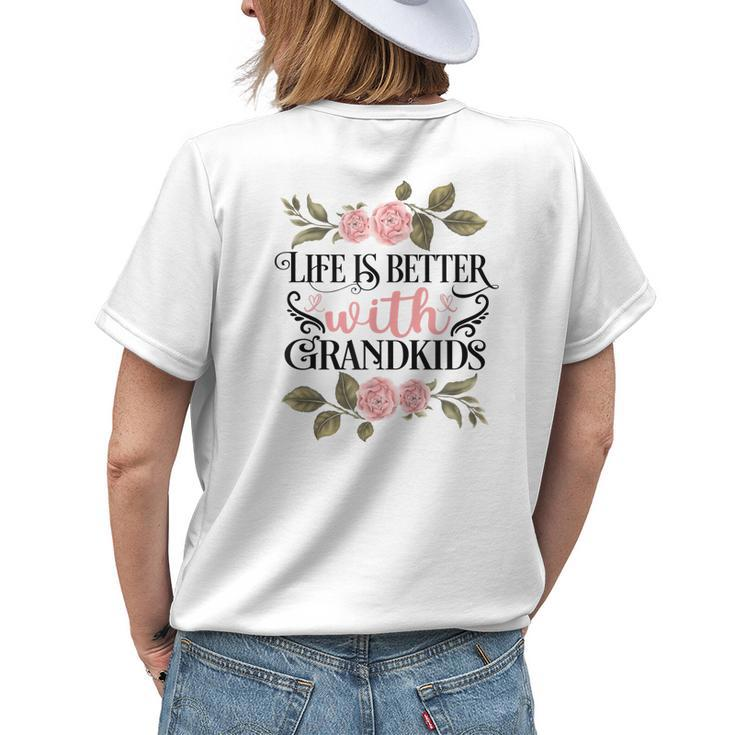 Grandkids Make Life Grand I Love My Grandkids Best Grandma Women's T-shirt Back Print