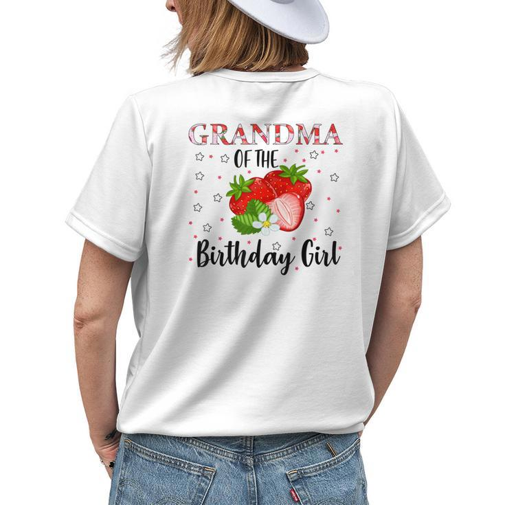 Grandma Of The Birthday Girl First Birthday Strawberry Party Women's T-shirt Back Print Gifts for Her