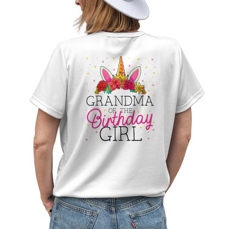 Grandma Of The Birthday Girl Grandmother Unicorn Birthday Women's T-shirt Back Print Gifts for Her