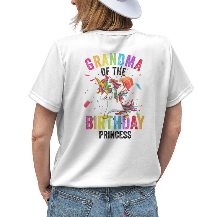 Grandma Of The Birthday Princess Dabbing Unicorn Girl Women's T-shirt Back Print
