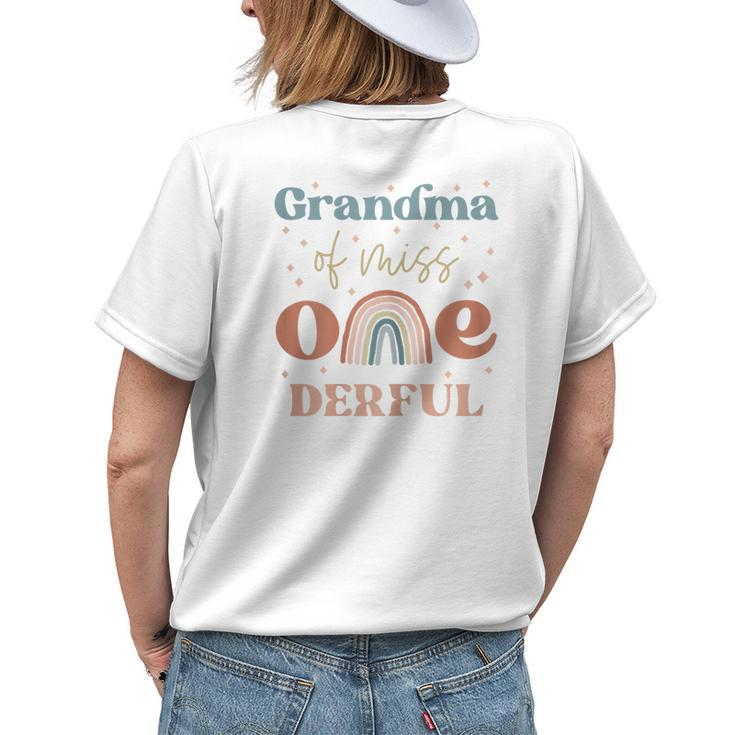 Grandma Of Miss Onederful Boho Rainbow First Birthday Women's T-shirt Back Print Gifts for Her