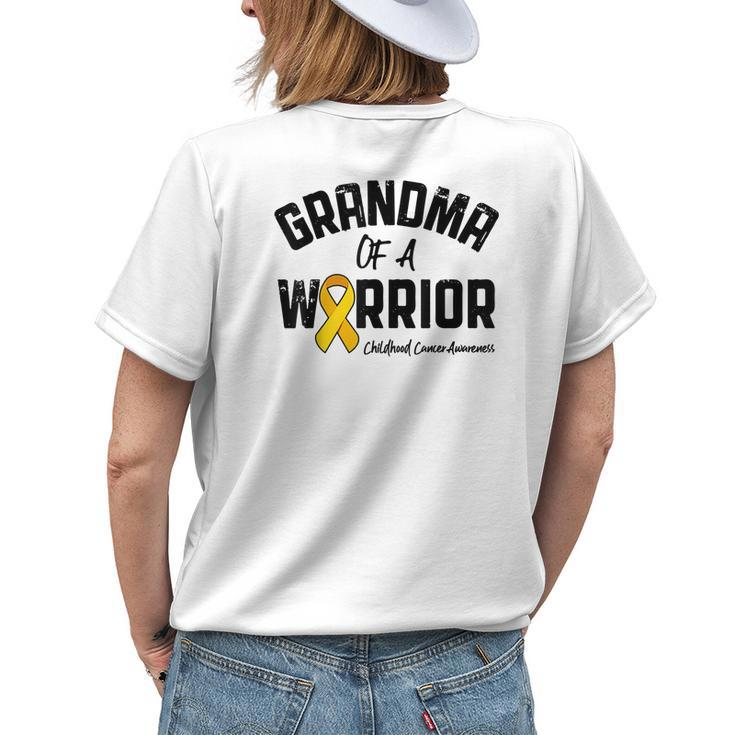 Grandma Of A Warrior Childhood Cancer Awareness Women Women's T-shirt Back Print