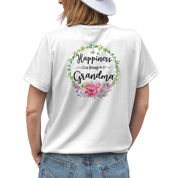 Happiness Is Being A Grandma Women Flower Decor Grandma Women's T-shirt Back Print