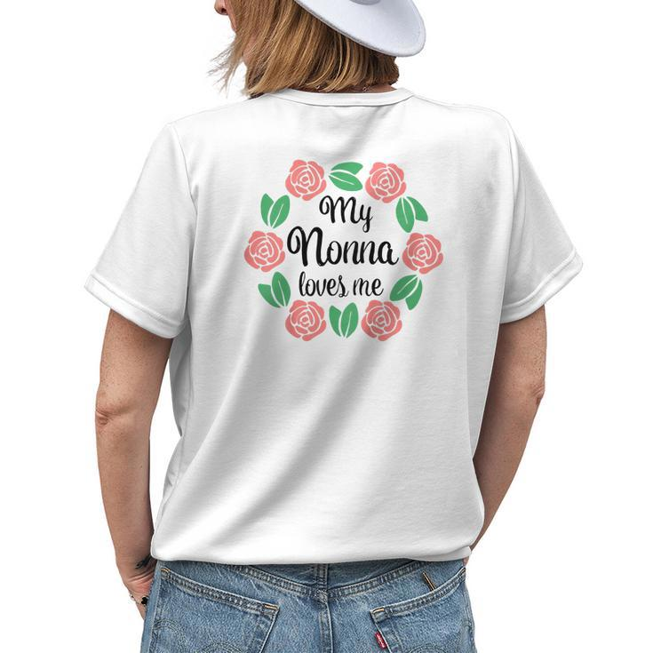 Kids My Nonna Loves Me Xmas Italian Grandma Girl Women's T-shirt Back Print