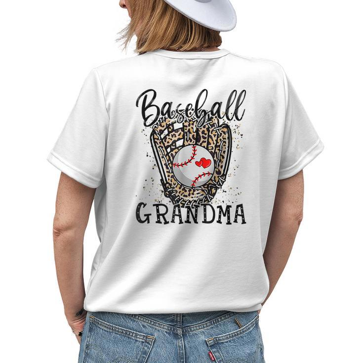 Leopard Baseball Grandma Baseball Lover Women's T-shirt Back Print