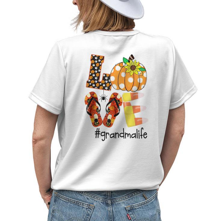 Love Grandma Life Halloween Sunflower Women's T-shirt Back Print
