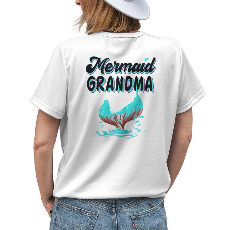 Mermaid Grandma Party Outfit Dad Mama Girl Mermaid Mom Women's T-shirt Back Print Gifts for Her