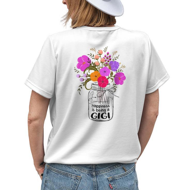 Mom Grandma Floral Happiness Is Being A Gigi For Women Women's T-shirt Back Print Gifts for Her