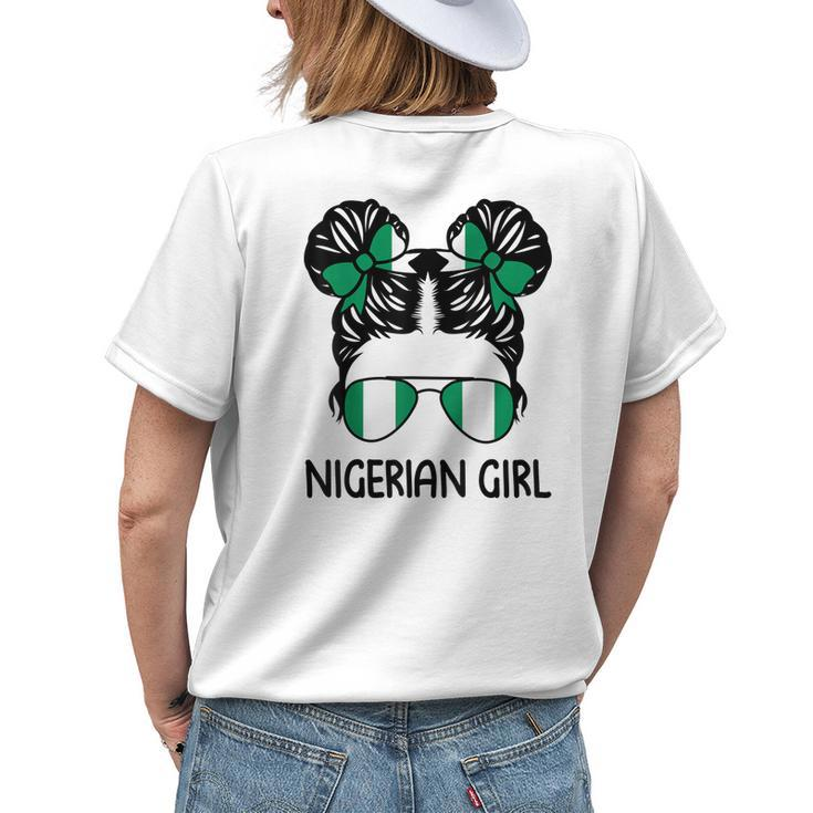 Nigerian Girl Messy Hair Nigeria Pride Patriotic Womens Kids Women's T-shirt Back Print Gifts for Her