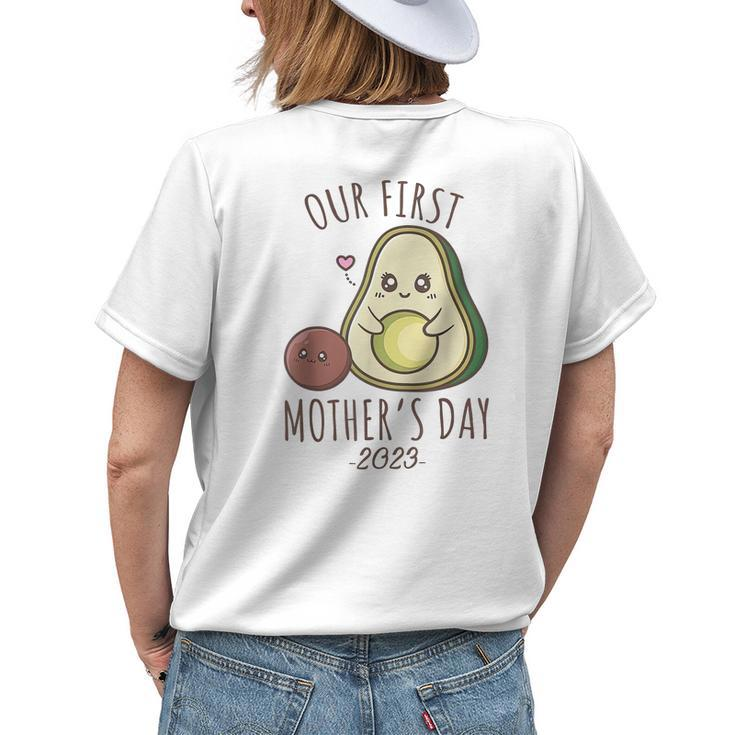Our First Mothers Day 2023 Cute Avocado Mom Womens Back Print T-shirt Gifts for Her