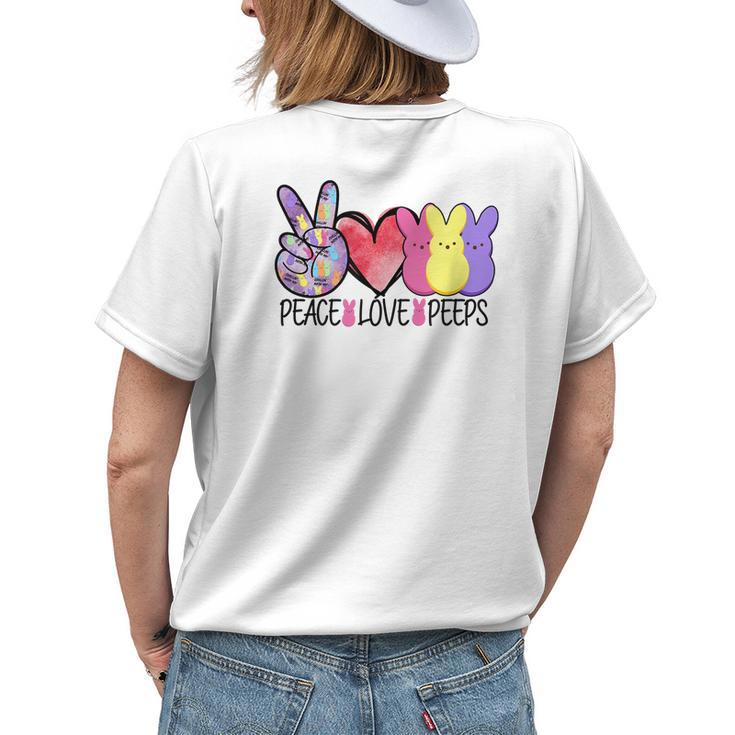 Peace Love Peeps Easter Bunny Womens Kids Teacher Women's T-shirt Back Print Gifts for Her