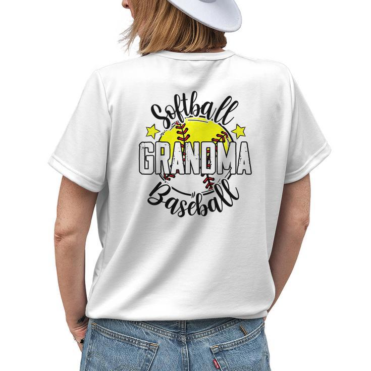 Softball Baseball Grandma Happy Women's T-shirt Back Print