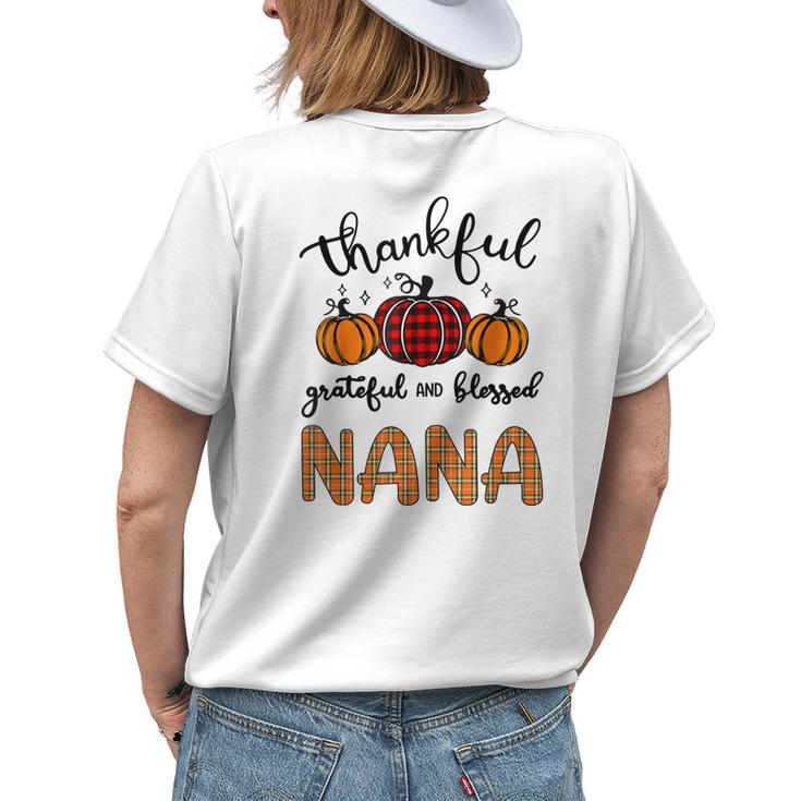 Thankful Grateful And Blessed Nana Grandma Pumpkin Women's T-shirt Back Print