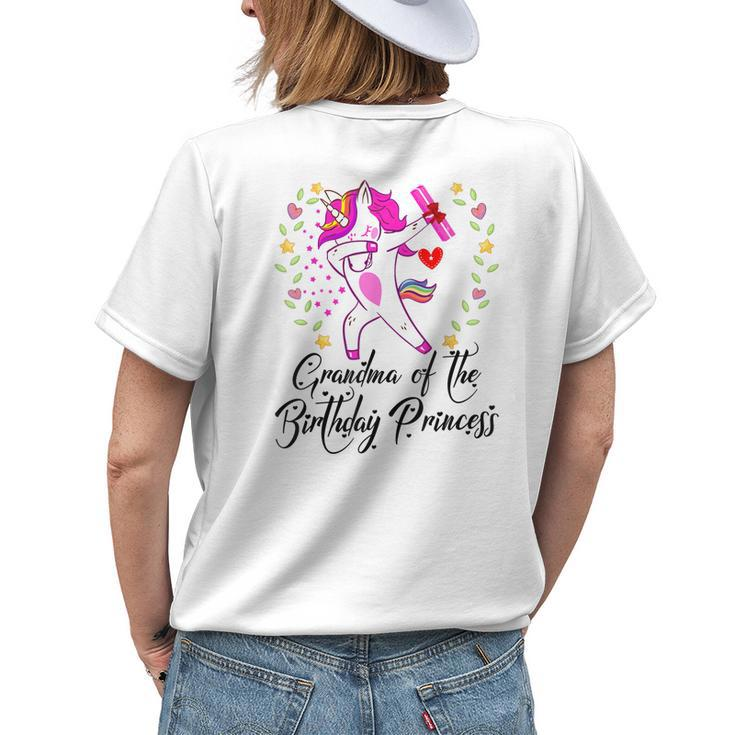 Unicorn Girl Grandma Of The Birthday Princess Grandma Flower Women's T-shirt Back Print