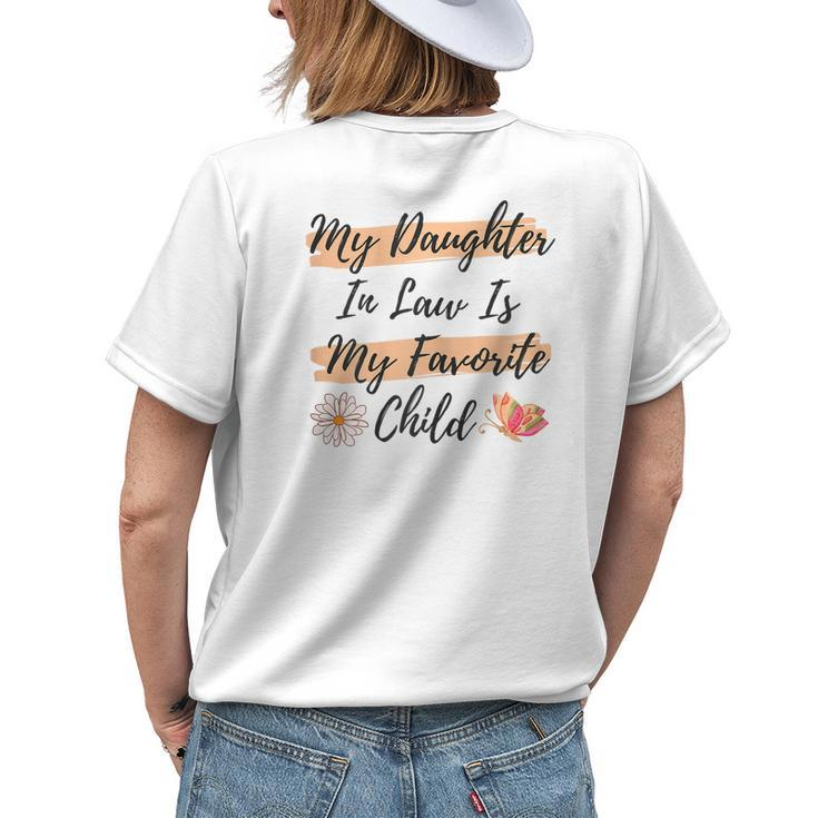 Womens My Daughter In Law Is My Favorite Child Butterfly Family Womens Back Print T-shirt Gifts for Her