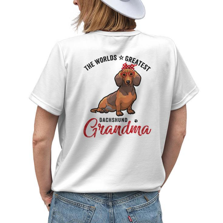 Worlds Greatest Best Dog Browndachshund Doxie Grandma Women's T-shirt Back Print