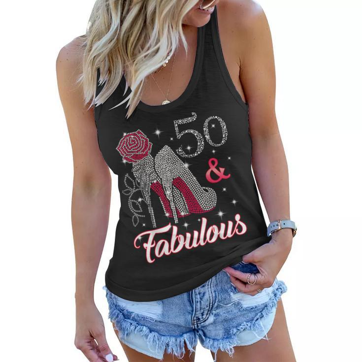 50 & Fabulous T-Shirt 50Th Birthday T Shirt For Women Women Flowy Tank