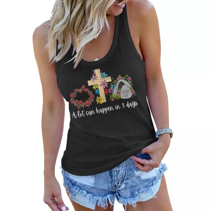 A Lot Can Happen In 3 Days Floral Retro Vintage Easter Day  Women Flowy Tank