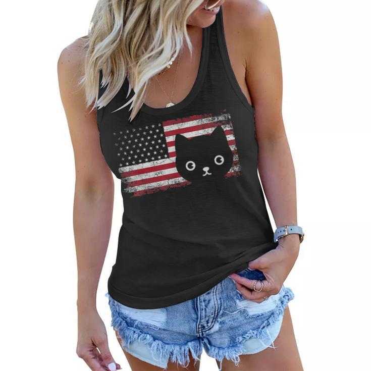 American Flag Cat Lover Meowica July 4Th Usa Fur Mom Dad V2 Women Flowy Tank