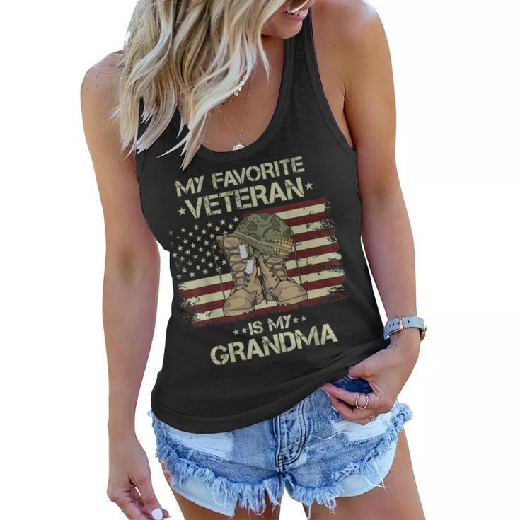 Army Veterans Day My Favorite Veteran Is My Grandma Kids  Women Flowy Tank