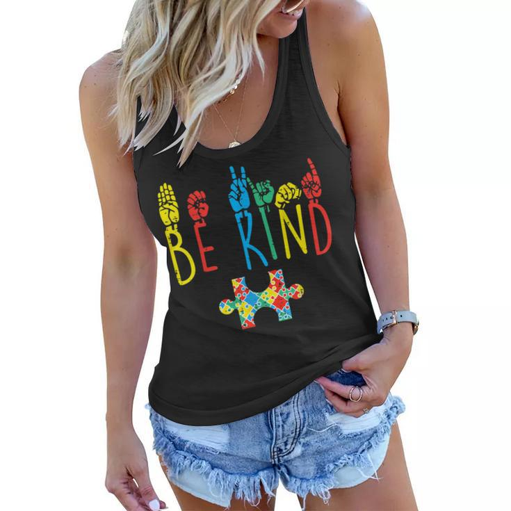 Autism Awareness Be Kind Sign Language Kindness Gifts  Women Flowy Tank
