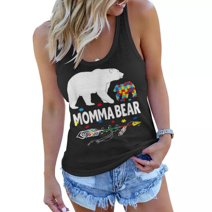 Autism Awareness Gift Momma Bear Support Autistic Autism Mom Women Flowy Tank