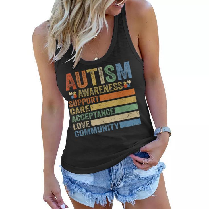 Autism Awareness Support Care Acceptance For Women Mom Dad  Women Flowy Tank