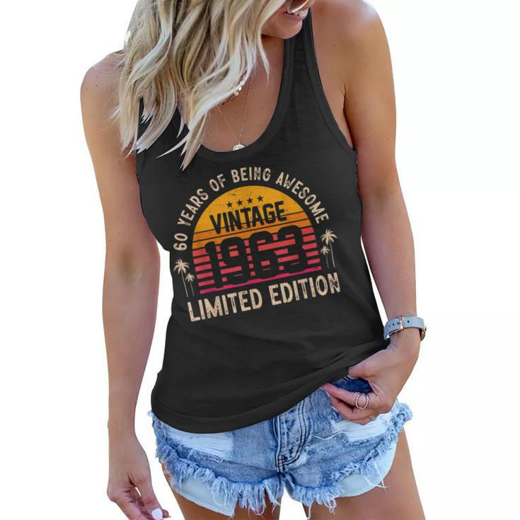 Awesome 60 Years Old 60Th Birthday Sunset Vintage 1963  Women Flowy Tank