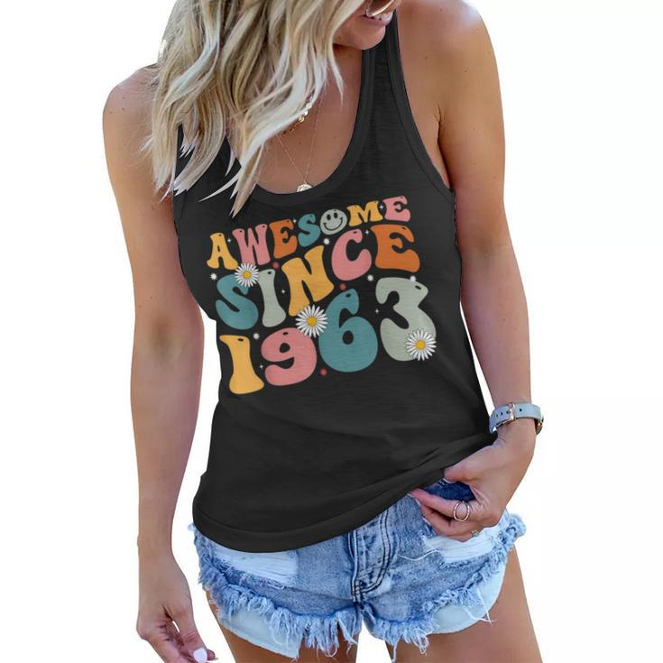 Awesome Since 1963 60Th Birthday Retro Gifts Born In 1963  Women Flowy Tank