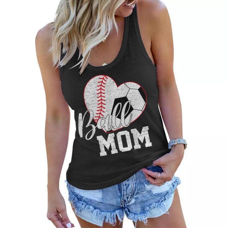 Ball Mom Both Of Soccer Baseball Gifts Women Mothers Day  Women Flowy Tank