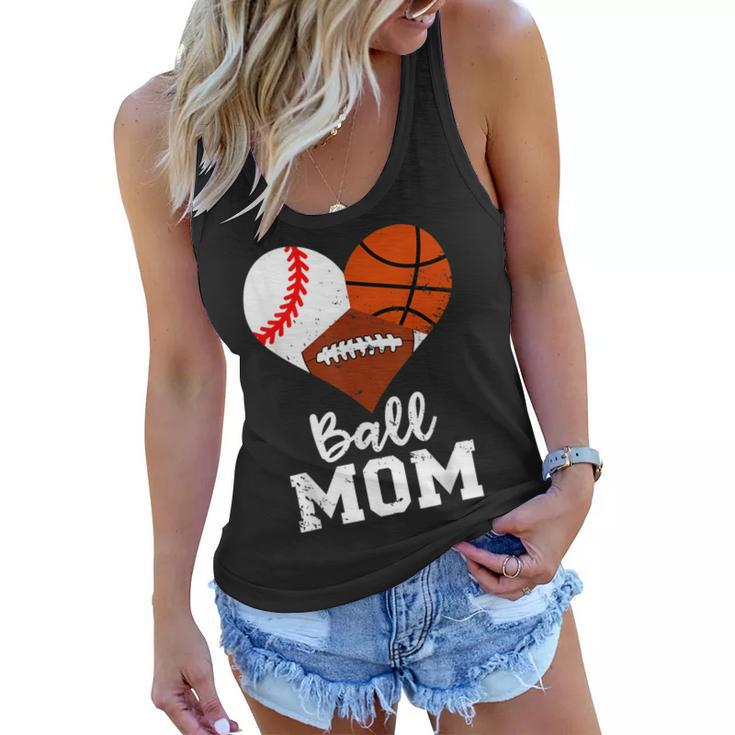 Ball Mom Funny Baseball Football Basketball Mom  Women Flowy Tank