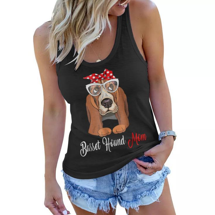 Basset Hound Mom Tshirt Birthday Gift Mothers Day Outfit Women Flowy Tank