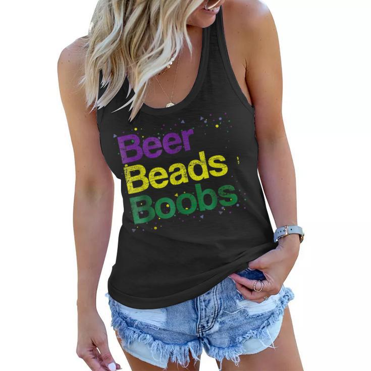 Beers Beads Boobs Funny Mardi Gras 2023 New Orleans Carnival Women Flowy Tank