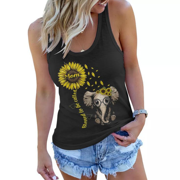 Blessed To Be Called Mom Sunflower Elephant Sunflower Gift Women Flowy Tank